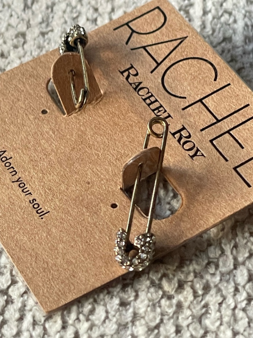RACHEL Rachel Roy Gold-Tone Safety Pin Crystal Drop Earrings